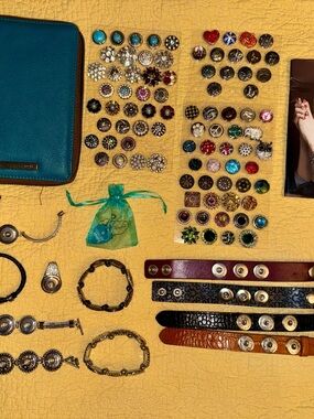 Interchangeable Ginger Snap Charm Bracelet Set with organizer folio